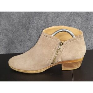 Lucky Brand LP Benna Suede Leather Ankle Booties Side Zip Studded Detail Size 9M